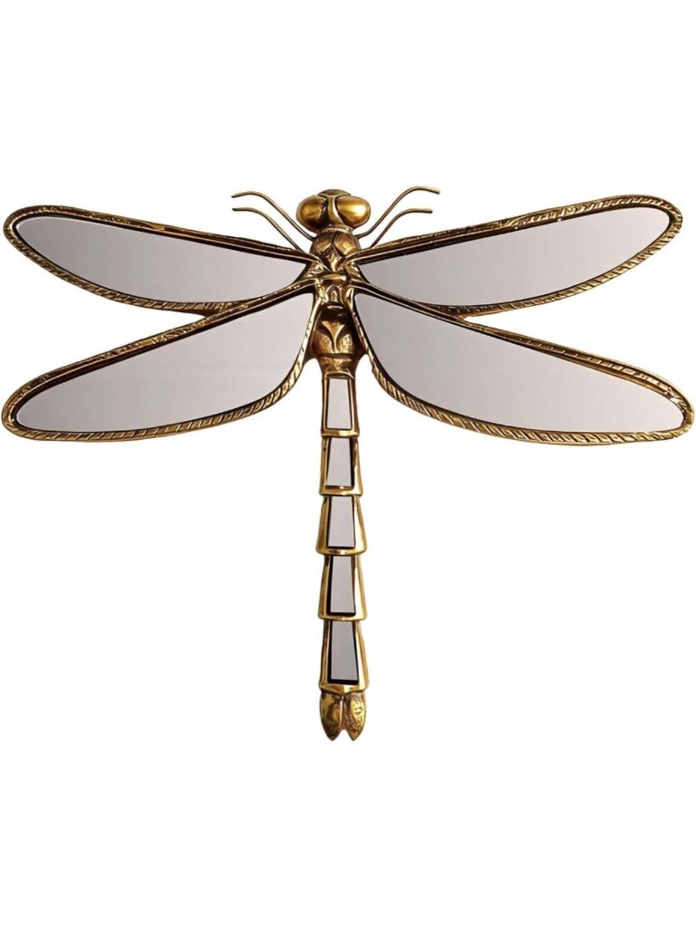 Retro Gold Dragonfly Wall Mirror Decor | Butterfly Art for Living Room & Bedroom